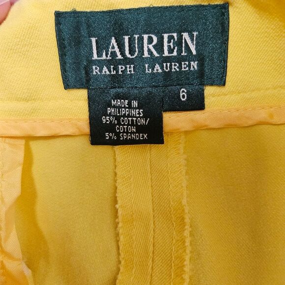 Lauren Ralph Lauren Pants Women's 6 (28x29.5) Canary Yellow Stretch Preppy EUC - Picture 2 of 8